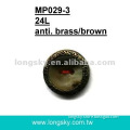 (#MP029-3/24L) ready in stock brown garment button with antique brass rim
